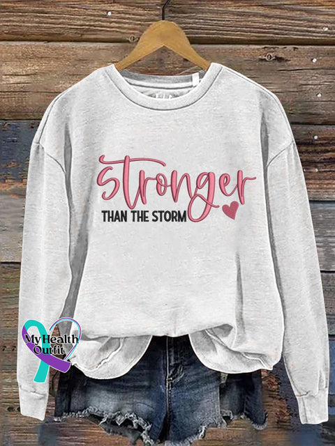 Stronger Than The Storm Pink Breast Cancer Awareness Casual Sweatshirt White / S