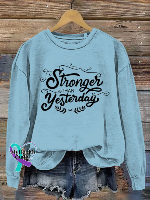 Stronger Than Yesterday Art Print Casual Sweatshirt Blue / S