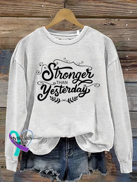 Stronger Than Yesterday Art Print Casual Sweatshirt White / S