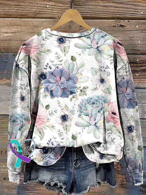 Succulent Plant Decorative Pattern Casual Sweatshirt