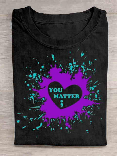 Suicide Awareness You Matter Art T-shirt Black / S