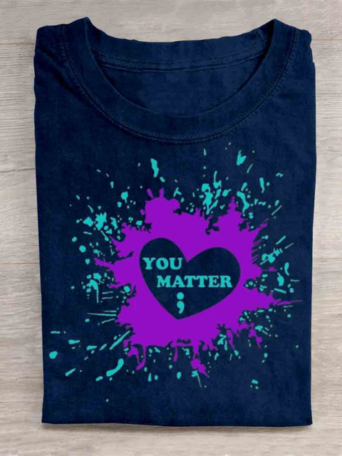 Suicide Awareness You Matter Art T-shirt Blue / S