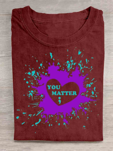 Suicide Awareness You Matter Art T-shirt Red / S