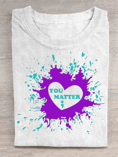 Suicide Awareness You Matter Art T-shirt White / S