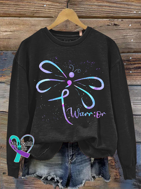 Suicide Prevention And Mental Health Print Crew Neck Long Sleeve T-Shirt S / Black