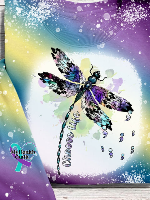 Suicide Prevention Awareness Choose Life Semicolon Print Casual Sweatshirt