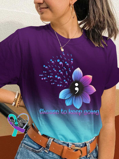 SUICIDE PREVENTION AWARENESS Choose To Keep Going T-shirt Multicolor / S