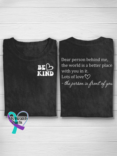 Suicide Prevention Awareness Semicolon Be Kind Lots Of Love Print Casual T-Shirt Black / S