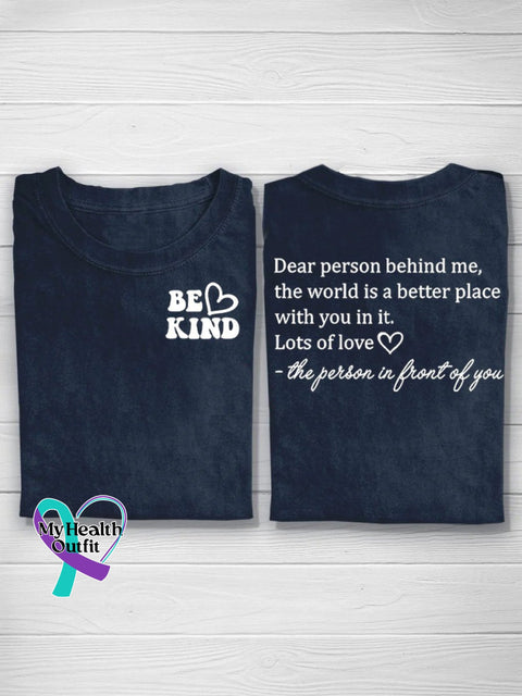 Suicide Prevention Awareness Semicolon Be Kind Lots Of Love Print Casual T-Shirt Dark Blue / S