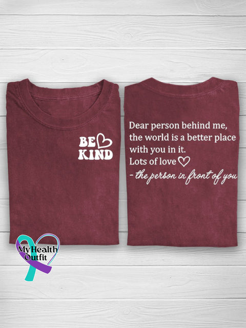 Suicide Prevention Awareness Semicolon Be Kind Lots Of Love Print Casual T-Shirt Dark Red / S