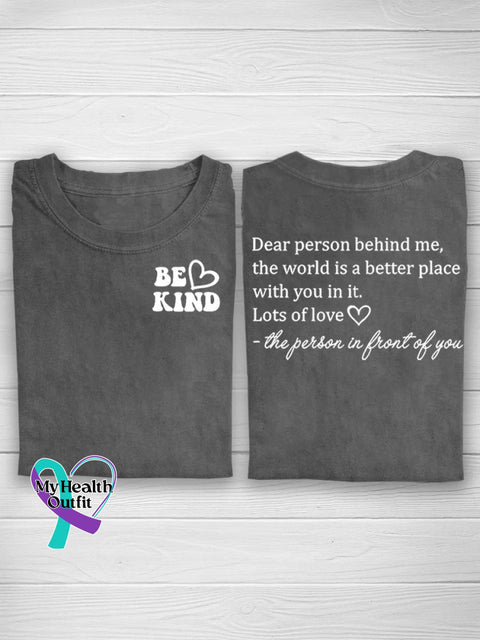 Suicide Prevention Awareness Semicolon Be Kind Lots Of Love Print Casual T-Shirt Gray / S