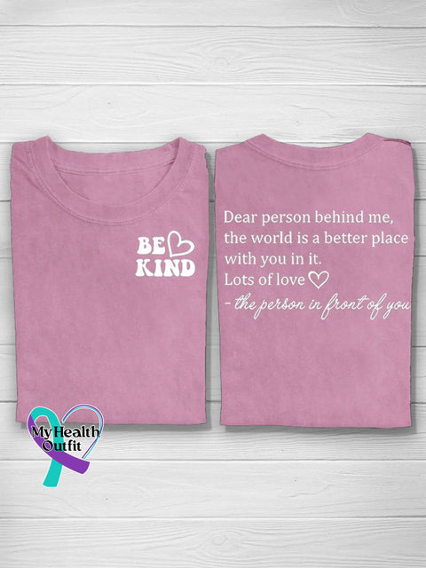 Suicide Prevention Awareness Semicolon Be Kind Lots Of Love Print Casual T-Shirt Pink / S