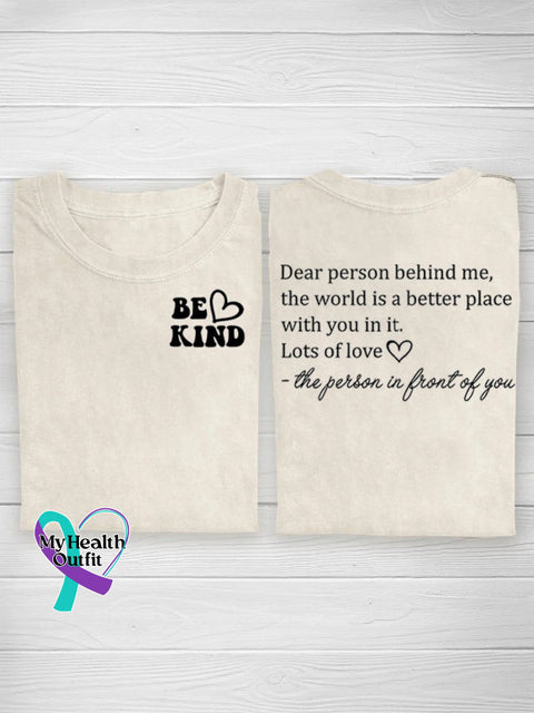 Suicide Prevention Awareness Semicolon Be Kind Lots Of Love Print Casual T-Shirt White / S