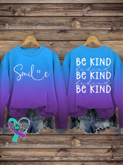 Suicide Prevention Awareness Smile Be Kind Print Casual Sweatshirt Blue / S