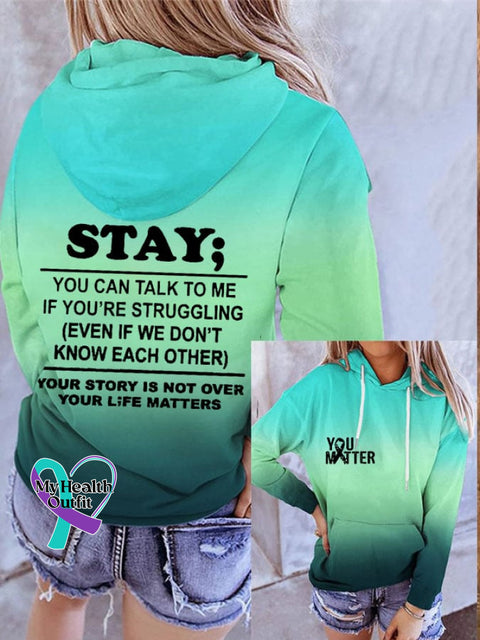 Suicide Prevention Awareness Stylish Print Hoodie Picture 2 / S