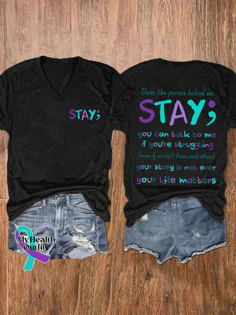 Suicide Prevention Awareness Tomorrow Needs You Your Story Is Not Over Stay Print T-Shirt Black /