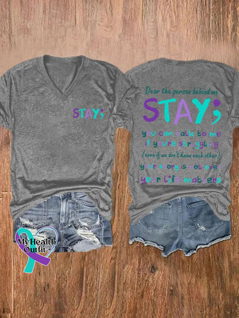 Suicide Prevention Awareness Tomorrow Needs You Your Story Is Not Over Stay Print T-Shirt Grey / 2Xl