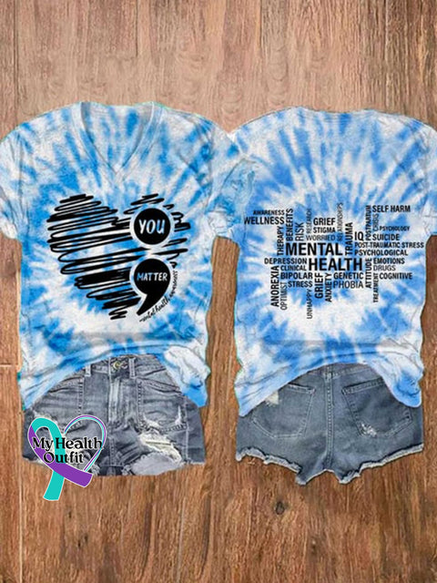 Suicide Prevention Awareness V-Neck T-Shirt Blue / S