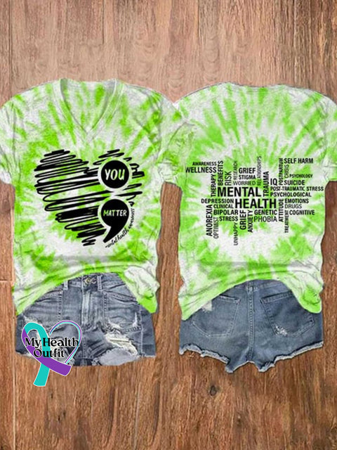 Suicide Prevention Awareness V-Neck T-Shirt Green / S