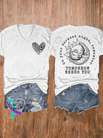 Suicide Prevention Awareness V-Neck T-Shirt White / S