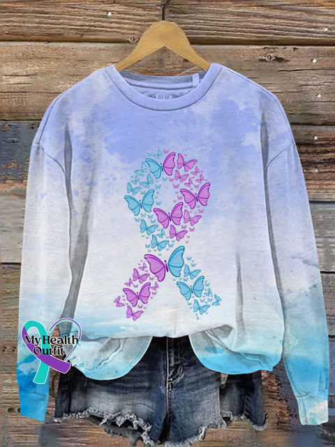 Suicide Prevention Day Butterfly Casual Sweatshirt Multicolor / S