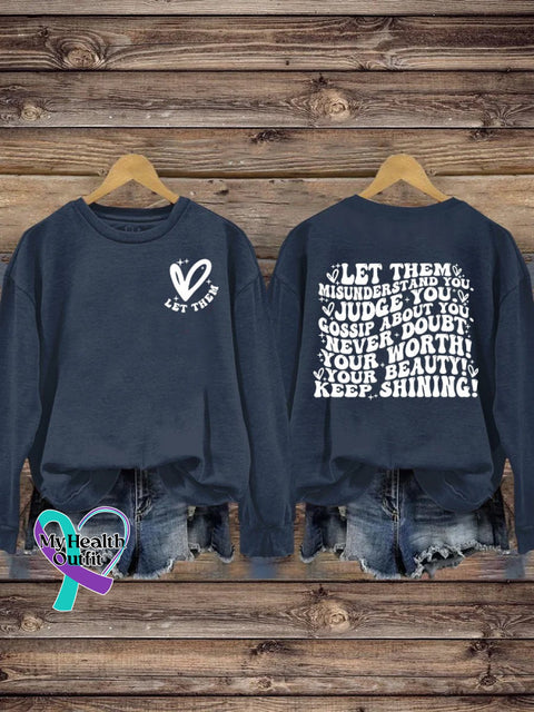 Suicide Prevention Day Let Them Casual Print Sweatshirt Navy / S