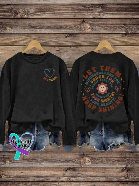 Suicide Prevention Day Let Them Keep Shining Casual Print Sweatshirt Black / S