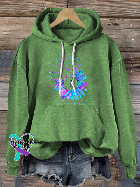 Suicide Prevention Floral Print Casual Hoodie Green / S