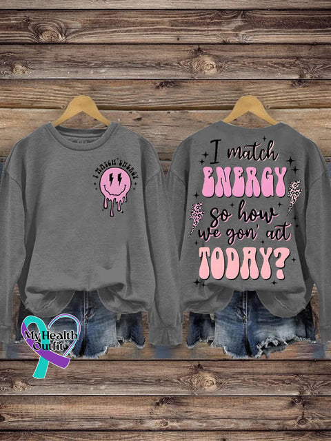 Suicide Prevention I Match Energy Sublimation Art Print Casual Sweatshirt Gray / S