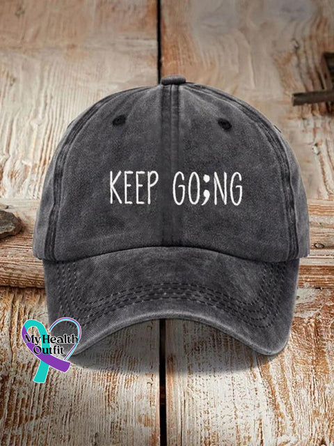 Suicide Prevention Keep Going Pattern Casual Print Hats Black / Onesize