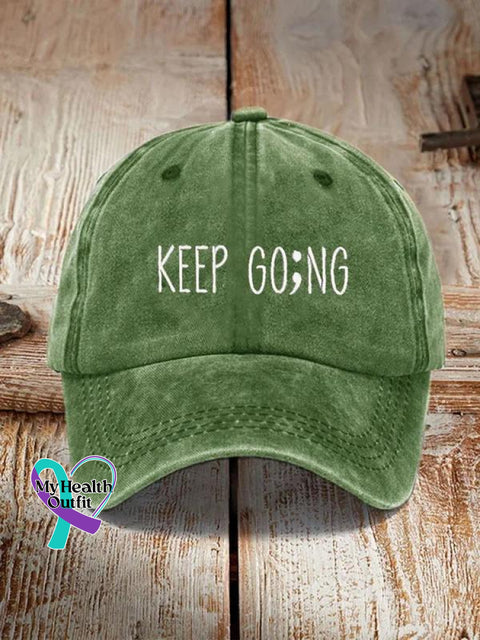 Suicide Prevention Keep Going Pattern Casual Print Hats Green / Onesize