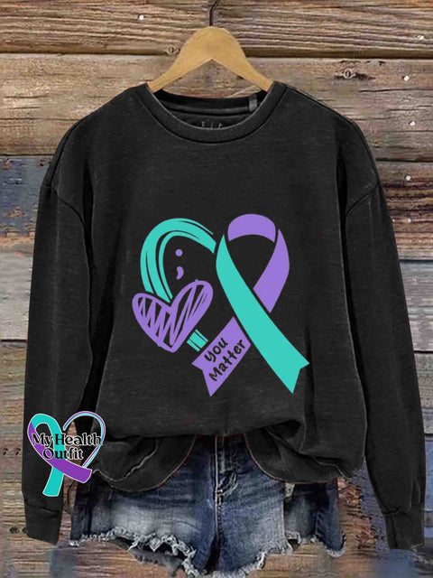 Suicide Prevention Ribbon Sweatshirt Black / S