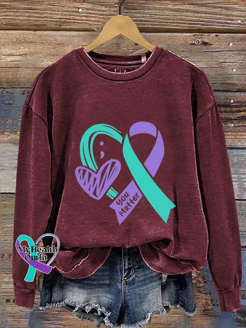 Suicide Prevention Ribbon Sweatshirt Maroon / S