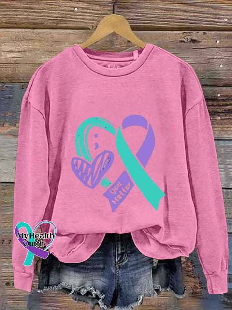 Suicide Prevention Ribbon Sweatshirt Pink / S