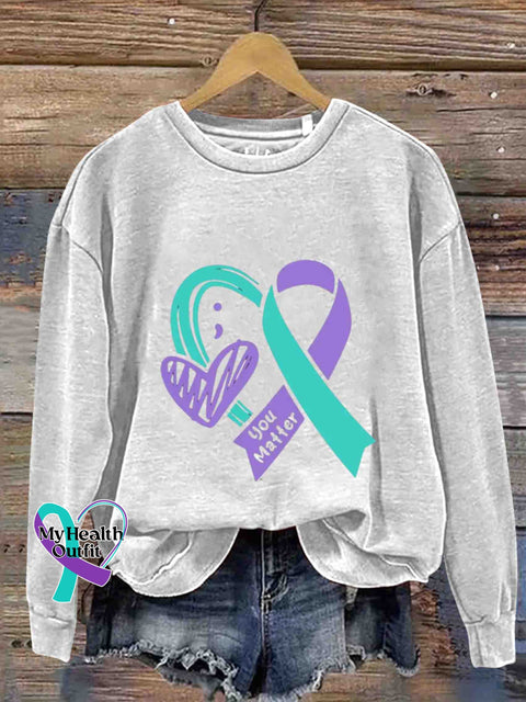 Suicide Prevention Ribbon Sweatshirt White / S