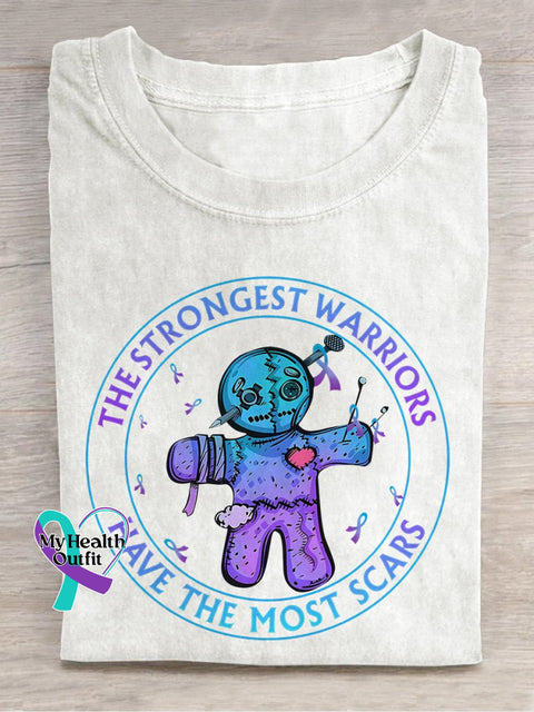 Suicide Prevention Toy The Strongest Warriors Have Most Scars Awareness Day Purple Ribbon T-Shirt