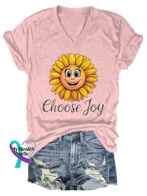 Sunflower Select Joy Casual V-Neck Short Sleeve T-Shirt Pink / S
