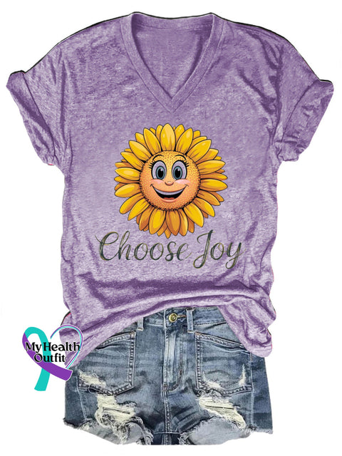Sunflower Select Joy Casual V-Neck Short Sleeve T-Shirt Purple / S