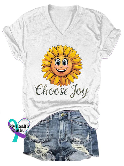 Sunflower Select Joy Casual V-Neck Short Sleeve T-Shirt White / S