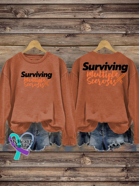 Surviving Multiple Sclerosis Print Casual Crew Neck Sweatshirt Orange / S