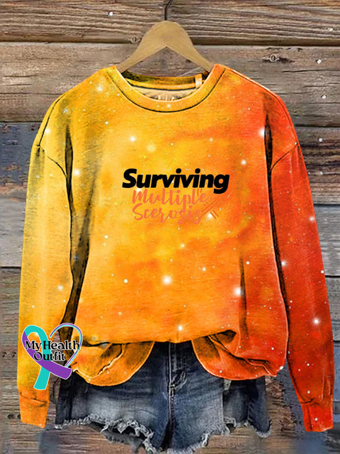 Surviving Multiple Sclerosis Print Casual Crew Sweatshirt Multicolor / S