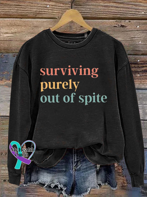 Surviving Purely Out Of Spite Art Print Pattern Casual Sweatshirt Black / S
