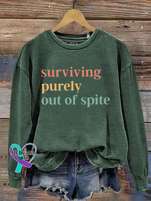 Surviving Purely Out Of Spite Art Print Pattern Casual Sweatshirt Green / S