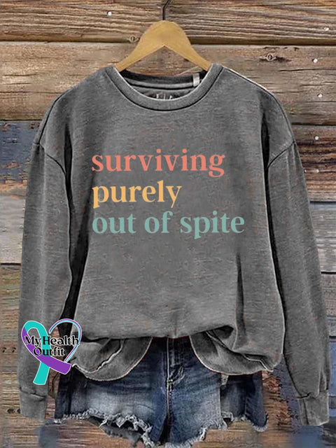 Surviving Purely Out Of Spite Art Print Pattern Casual Sweatshirt Grey / S