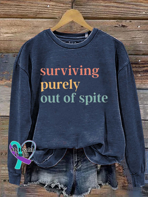 Surviving Purely Out Of Spite Art Print Pattern Casual Sweatshirt Navy / S