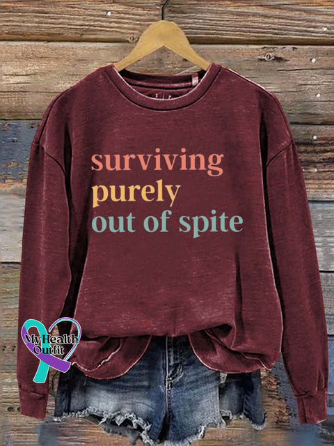 Surviving Purely Out Of Spite Art Print Pattern Casual Sweatshirt Red / S