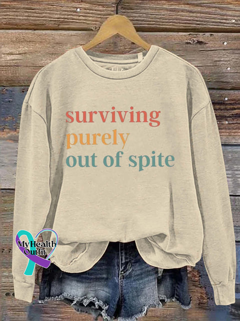 Surviving Purely Out Of Spite Art Print Pattern Casual Sweatshirt Sand / S