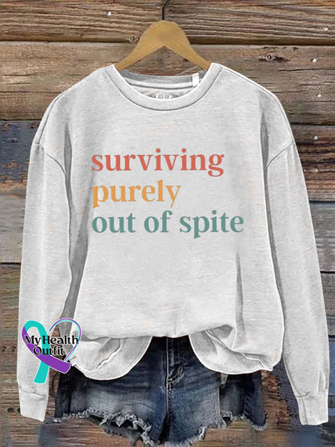 Surviving Purely Out Of Spite Art Print Pattern Casual Sweatshirt White / S