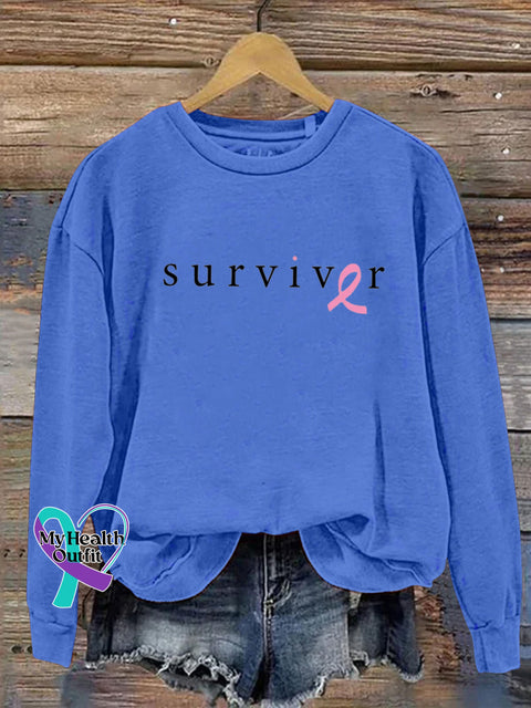 Suviver Breast Health Crew Neck Casual Sweatshirt Blue / S