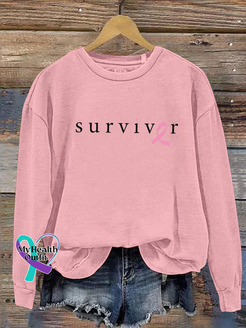 Suviver Breast Health Crew Neck Casual Sweatshirt Lightpink / S